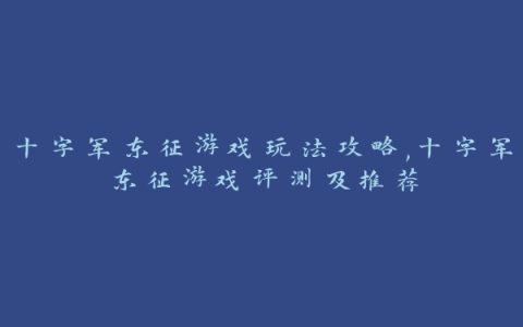 十字军东征游戏玩法攻略,十字军东征游戏评测及推荐