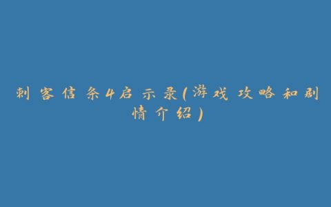 刺客信条4启示录（游戏攻略和剧情介绍）