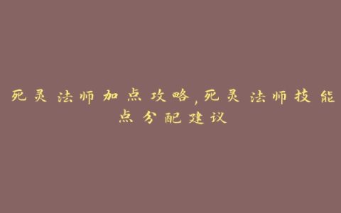 死灵法师加点攻略,死灵法师技能点分配建议