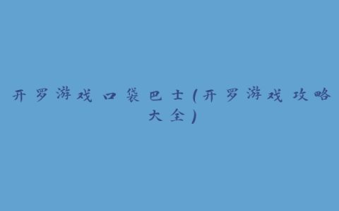 开罗游戏口袋巴士（开罗游戏攻略大全）