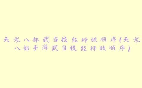 天龙八部武当技能释放顺序(天龙八部手游武当技能释放顺序)
