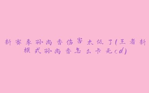 新赛季孙尚香伤害太低了(王者新模式孙尚香怎么卡无cd)