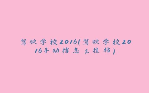 驾驶学校2016(驾驶学校2016手动挡怎么挂档)