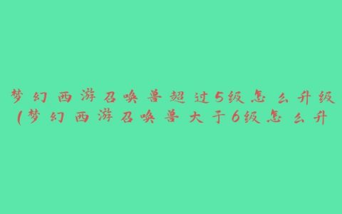 梦幻西游召唤兽超过5级怎么升级(梦幻西游召唤兽大于6级怎么升级)