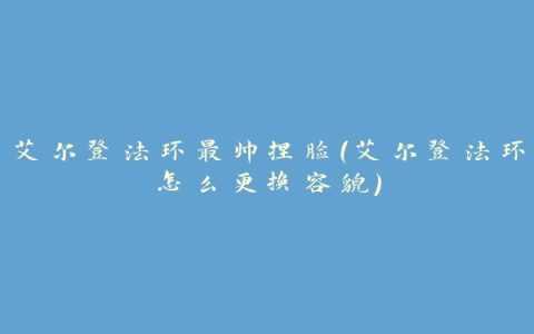 艾尔登法环最帅捏脸(艾尔登法环怎么更换容貌)