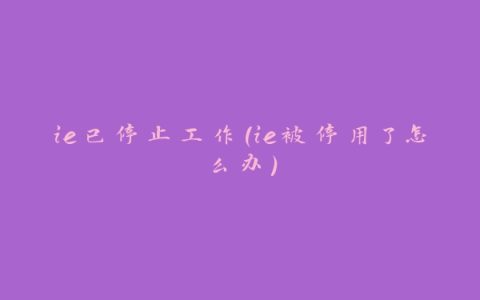 ie已停止工作(ie被停用了怎么办)
