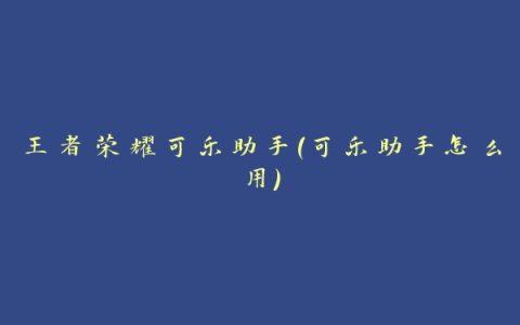 王者荣耀可乐助手(可乐助手怎么用)