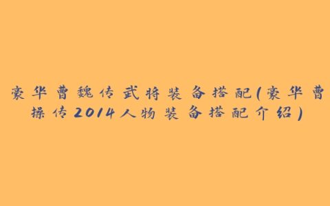 豪华曹魏传武将装备搭配(豪华曹操传2014人物装备搭配介绍)