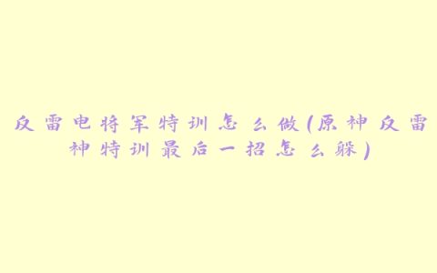反雷电将军特训怎么做(原神反雷神特训最后一招怎么躲)