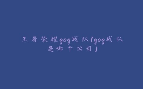 王者荣耀gog战队(gog战队是哪个公司)