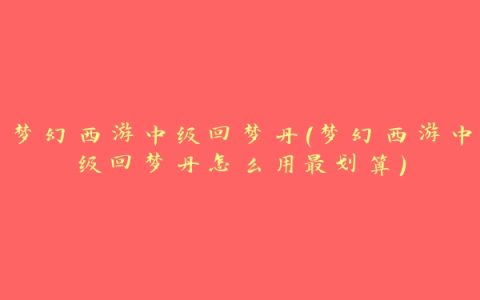 梦幻西游中级回梦丹(梦幻西游中级回梦丹怎么用最划算)