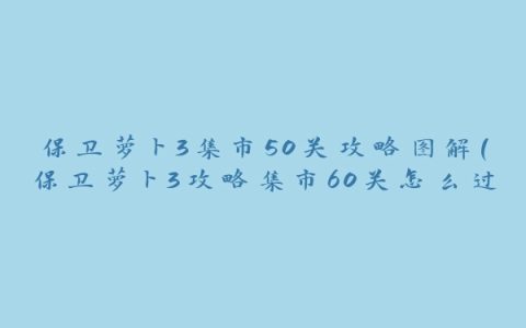保卫萝卜3集市50关攻略图解(保卫萝卜3攻略集市60关怎么过)