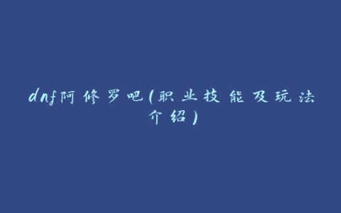 dnf阿修罗吧（职业技能及玩法介绍）