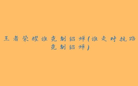 王者荣耀谁克制貂蝉(谁走对抗路克制貂蝉)