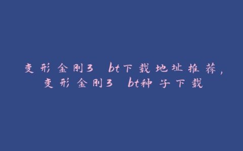 变形金刚3 bt下载地址推荐,变形金刚3 bt种子下载