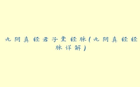 九阴真经君子堂经脉（九阴真经经脉详解）