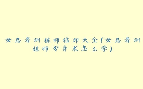 女忍者训练师结印大全(女忍者训练师分身术怎么学)