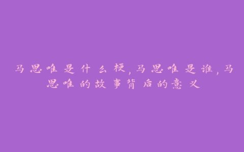 马思唯是什么梗,马思唯是谁,马思唯的故事背后的意义