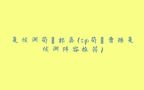夏侯渊荀彧郭嘉(sp荀彧曹操夏侯渊阵容推荐)