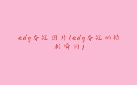 edg夺冠图片（edg夺冠的精彩瞬间）