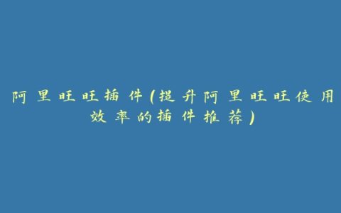 阿里旺旺插件（提升阿里旺旺使用效率的插件推荐）