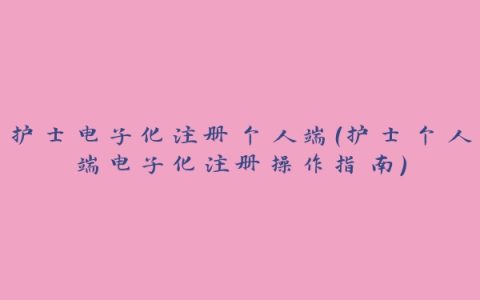 护士电子化注册个人端（护士个人端电子化注册操作指南）